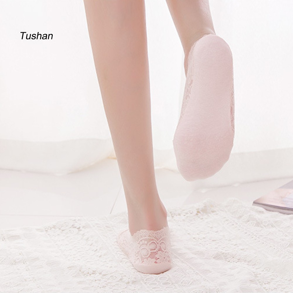 TUSH Solid Color Fashion Women Lace Low Cut Anti-slip No Show Invisible Boat Sock | BigBuy360 - bigbuy360.vn