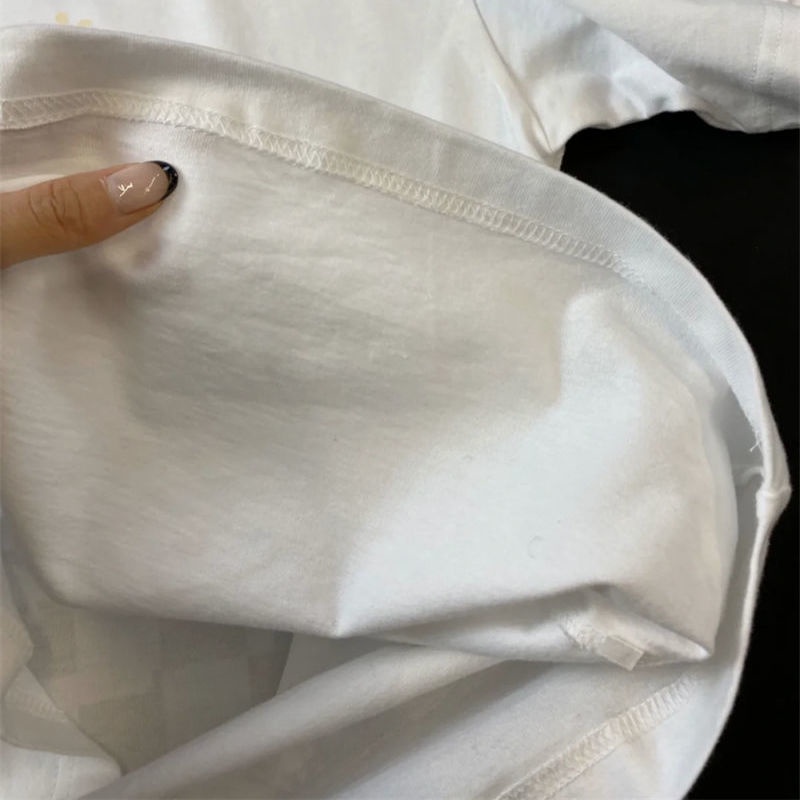 Áo Thun cotton Tay Lỡ Cổ Tròn Dáng Rộng Thời Trang Mùa Hè Hàn Quốc Hàng Mới Dành Cho Nữ 2022