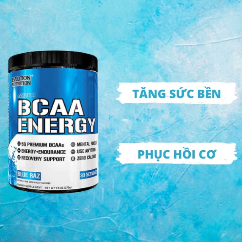 Evlution Nutrition EVL BCAA Energy Dinh Dưỡng Hổ Trợ Phục Hồi Chống Dị Hóa Cơ Bắp Cho Người Tập Thể Thao (30 Lần dùng)