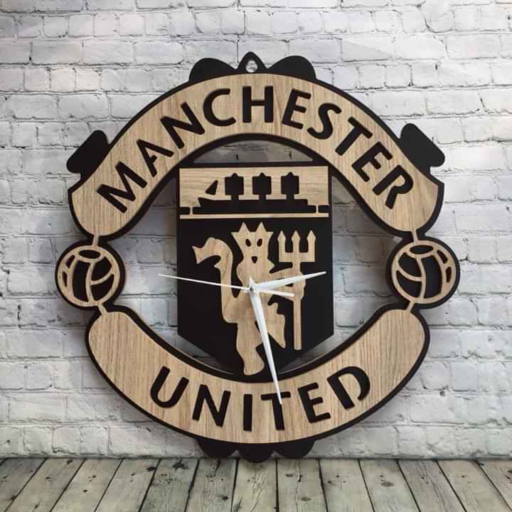 [Tặng Pin] Đồng Hồ Gỗ Treo Tường Hình Logo CLB Manchester United (MU) Rất Sống Đông