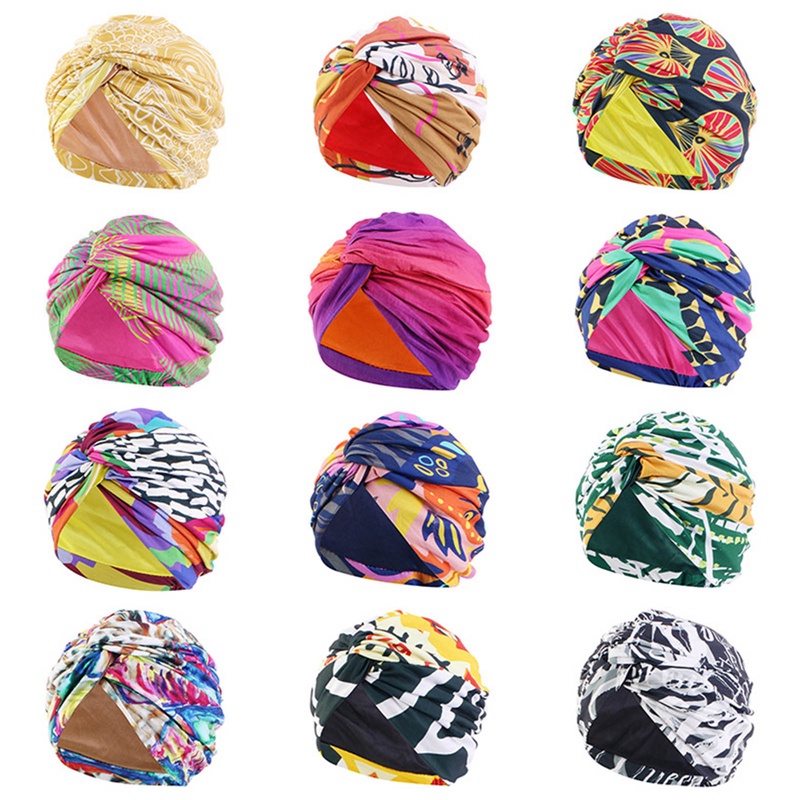 Mũ Turban In Hoa Chéo Thắt Nút Xoắn Chéo Phong Cách Hồi Giáo Cho Nữ