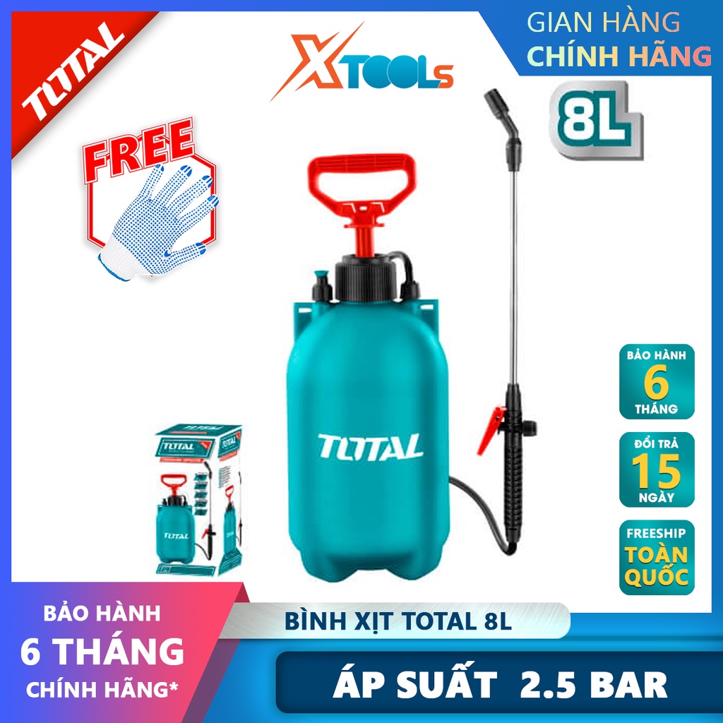 Bình Phun Xịt Thuốc Khử Khuẩn Total THSPP3081 | Bình xịt 8l Dung tích bình xịt: 8L, Áp suất: 2.5 bar, dùng để phun xịt t