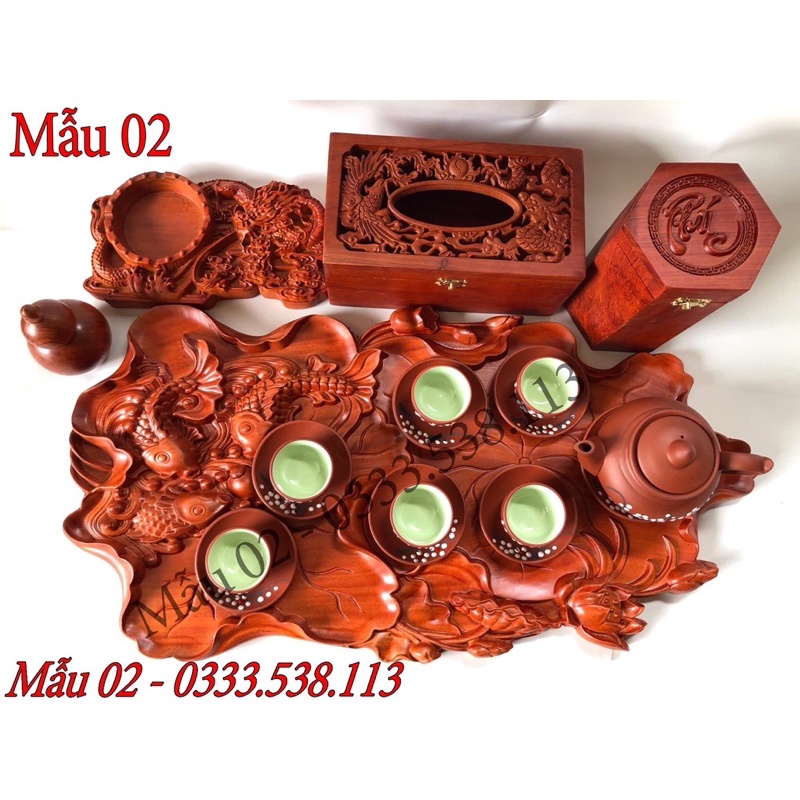 Khay trà nguyên khối gỗ cao cấp