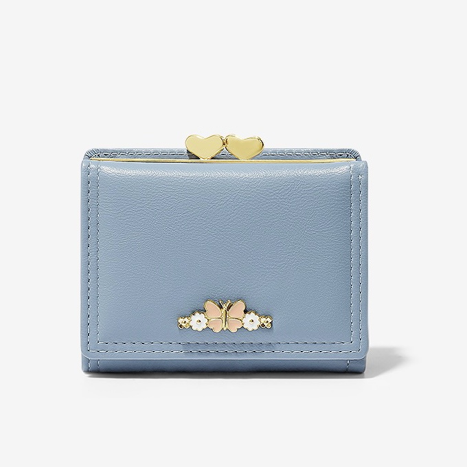 Faya - Ví ngắn cầm tay ngăn bấm đính hoa V165