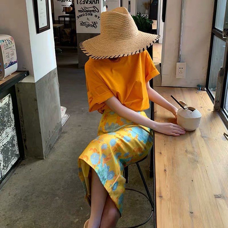 SNU201 - SET NỮ ÁO PULL VÀNG MIX CVAY HOA | BigBuy360 - bigbuy360.vn