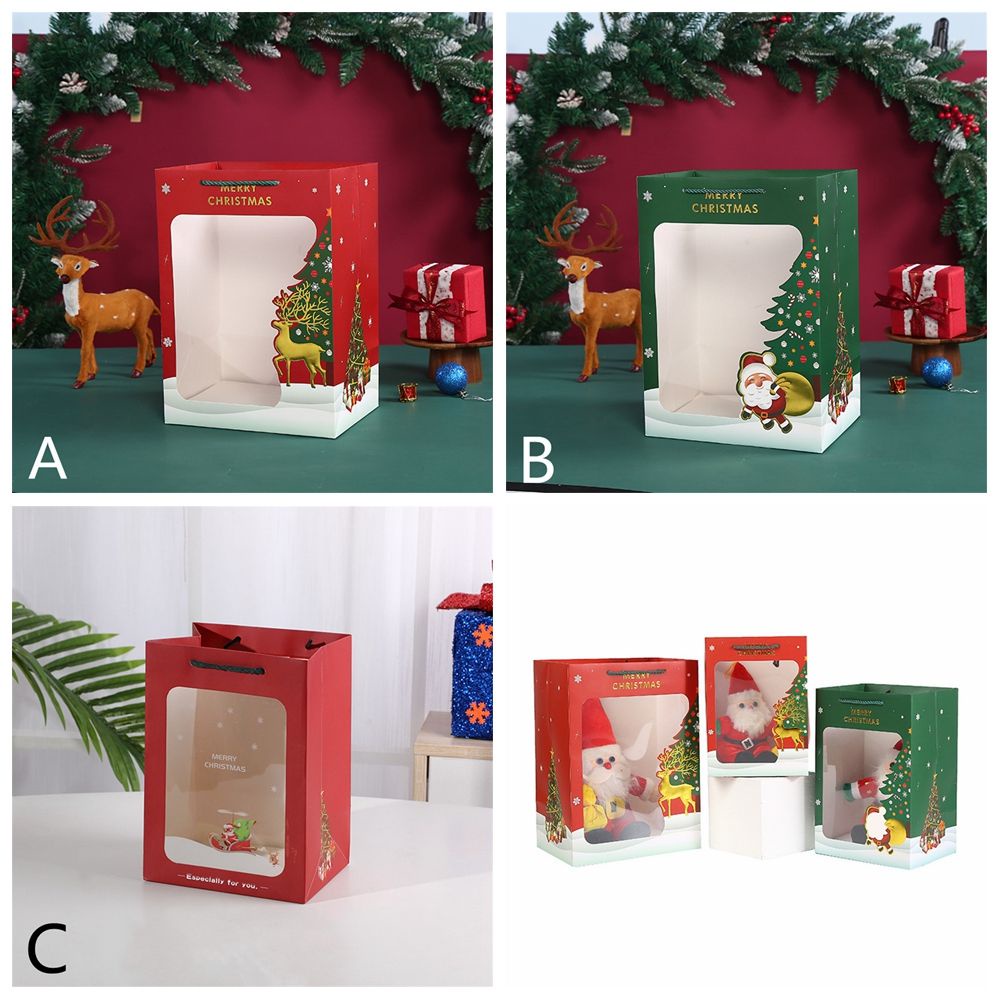 Set 1/10 Hộp Đựng Quà Tặng Trong Suốt In Họa Tiết Giáng Sinh