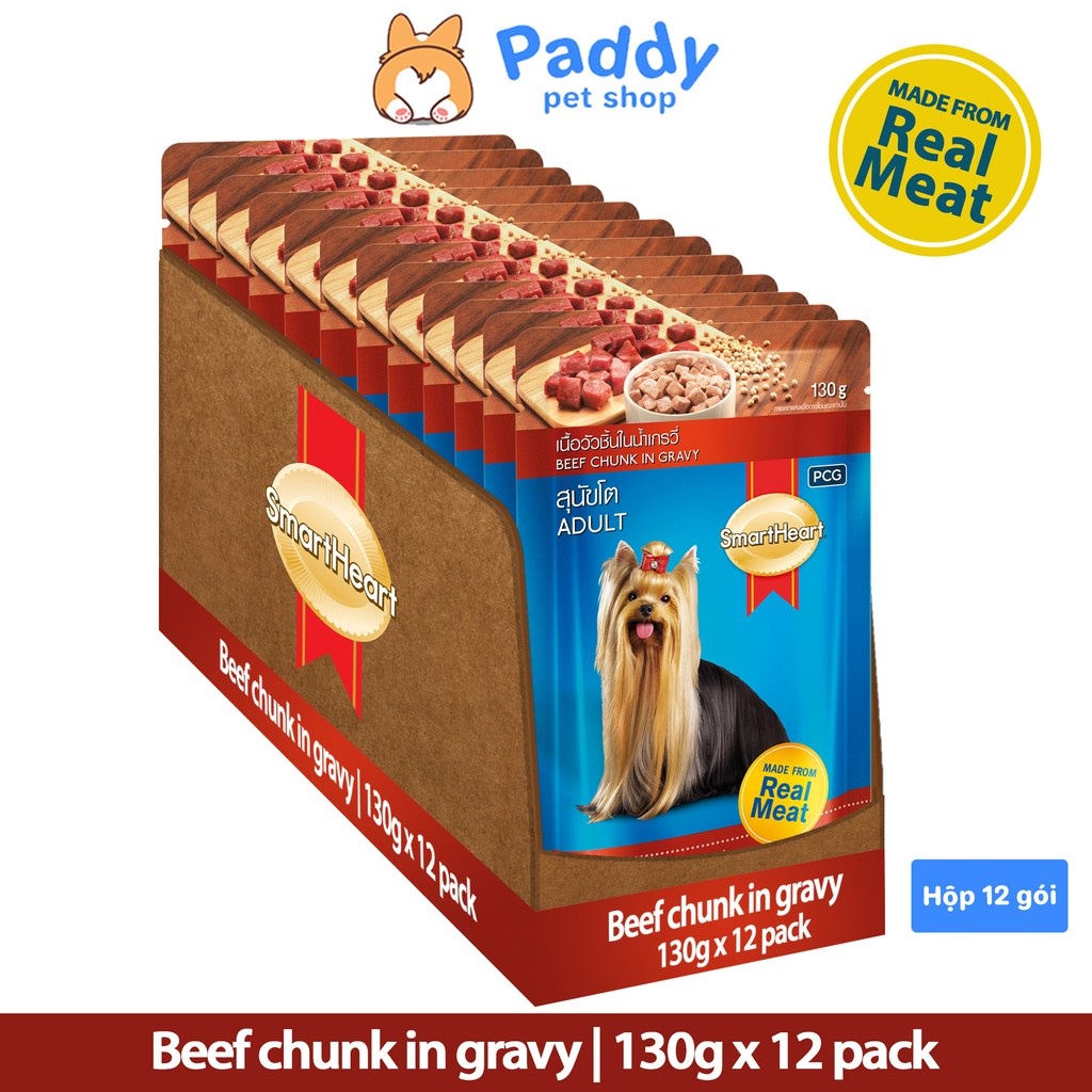 [Hộp 12 gói] Pate SmartHeart Cho Chó Mọi Lứa Tuổi 130g