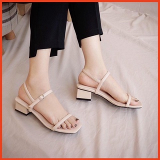 Giày sandal cao gót  3p quai mảnh đế vuông chuẩn size 35 - 39