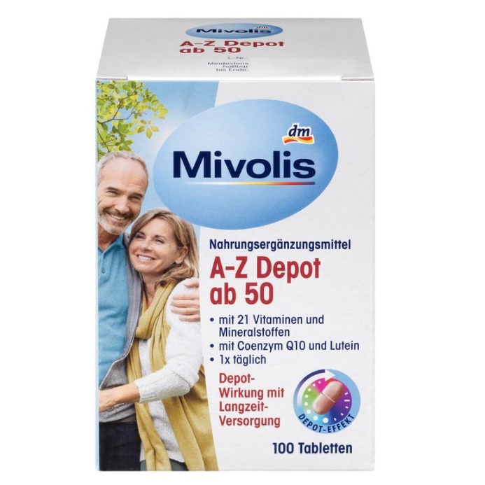 Vitamin, khoáng chất tổng hợp Mivolis A-Z Komplett hộp 100 viên trên 50 tuổi - Shop Viloet