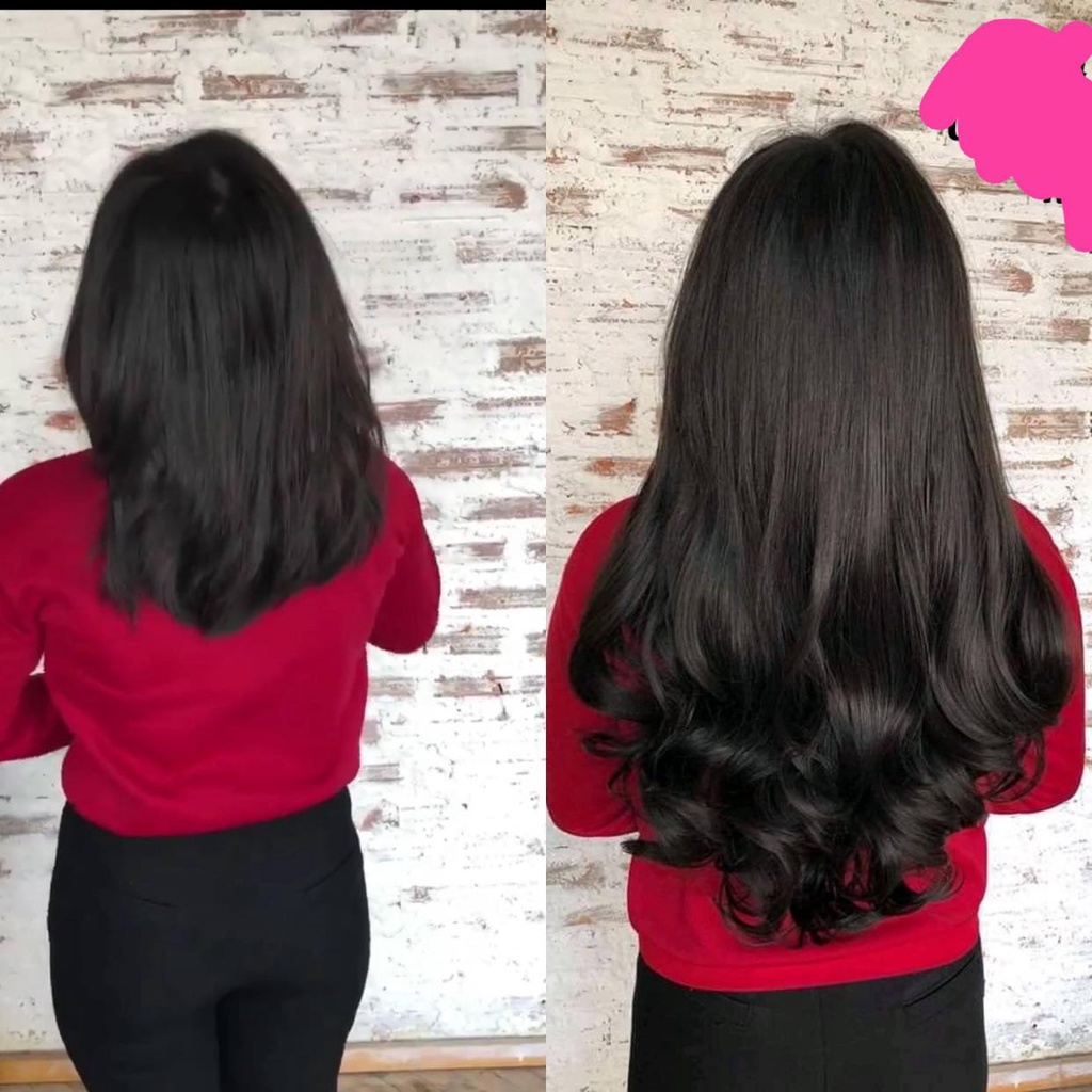 ku01 Tóc giả Kẹp chữ U xoăn 60cm