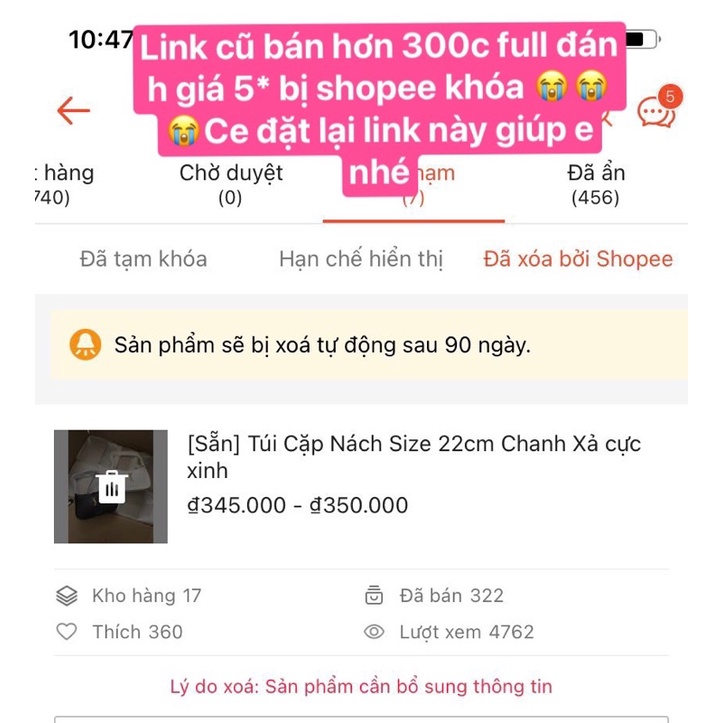 Túi cặp nách size 22cm cực xinh [Sale]