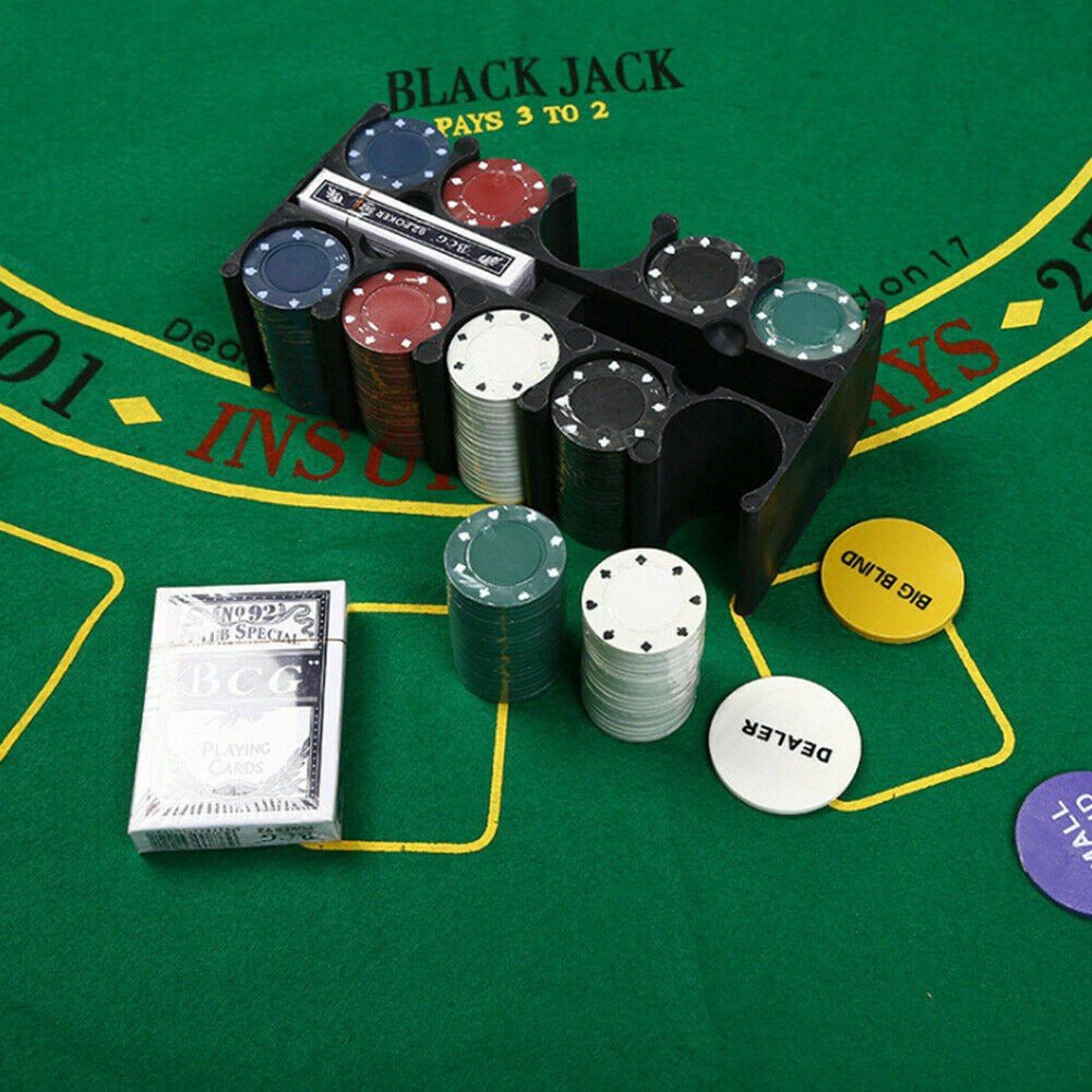 Bộ 200 Chip Poker có số  kèm thảm hàng nhập khẩu Texas Hold'em Blackjack
