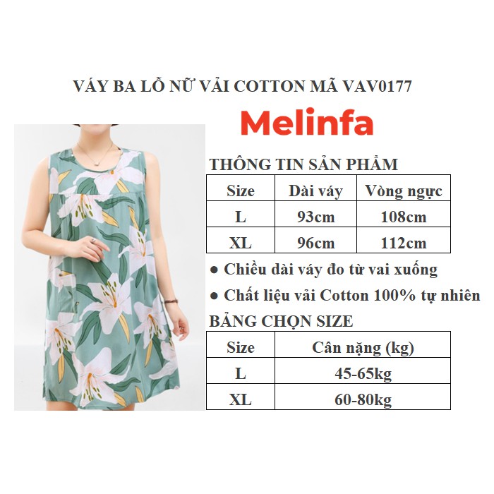 Váy ngủ ba lỗ nữ, đầm ngủ ba lỗ họa tiết nhiệt đới chất vải cotton lanh thoáng mát nhiều màu mã VAV0177