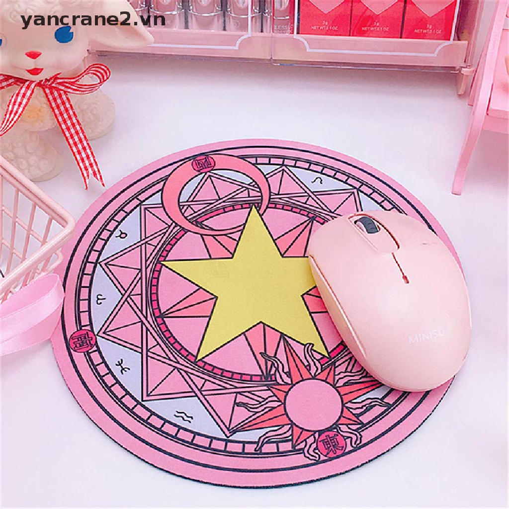 Tấm Lót Chuột Tròn Bằng PC Dày In Họa Tiết Chim Hạc Dễ Thương Cho Nữ / Văn Phòng