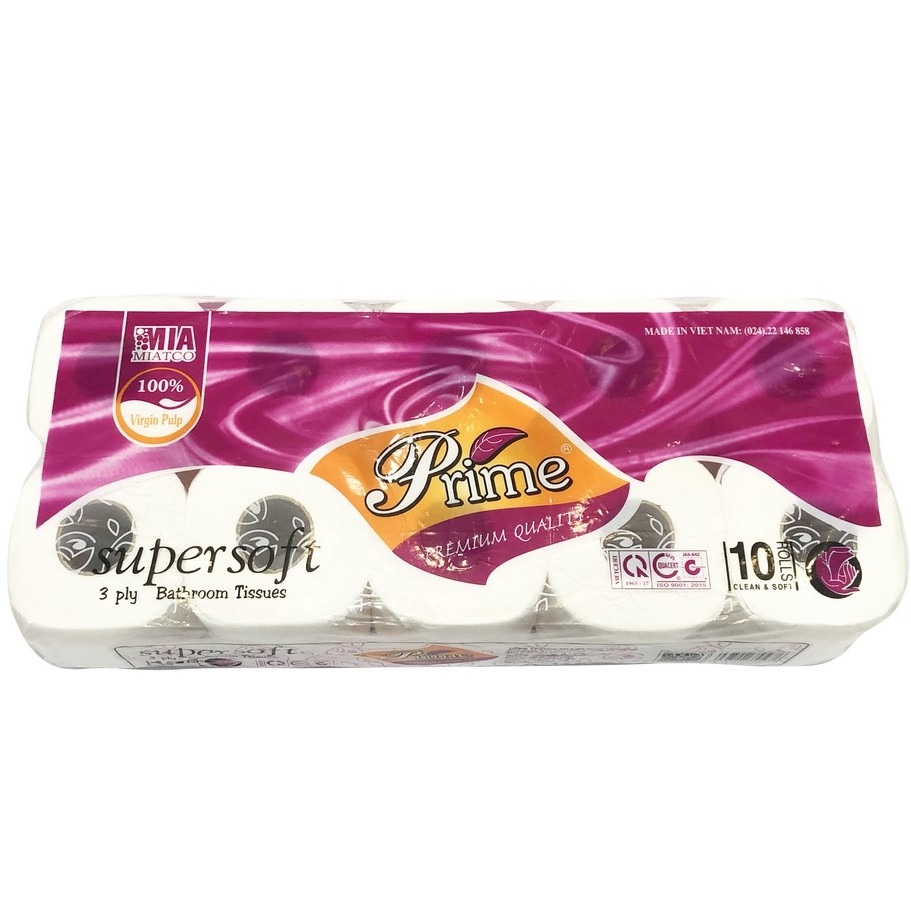 COMBO 2 DÂY GIẤY VỆ SINH PRIME 10 CUỘN 3 LỚP ĐA NĂNG CÓ LÕI || TOILET PAPER