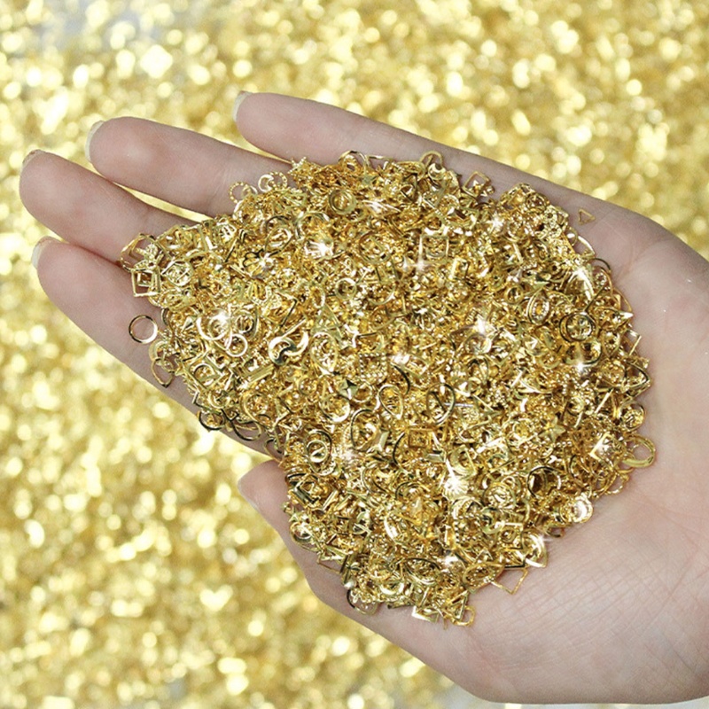 Set 500 Đinh Tán Kim Loại Hình Trăng Sao 3D Trang Trí Móng Tay