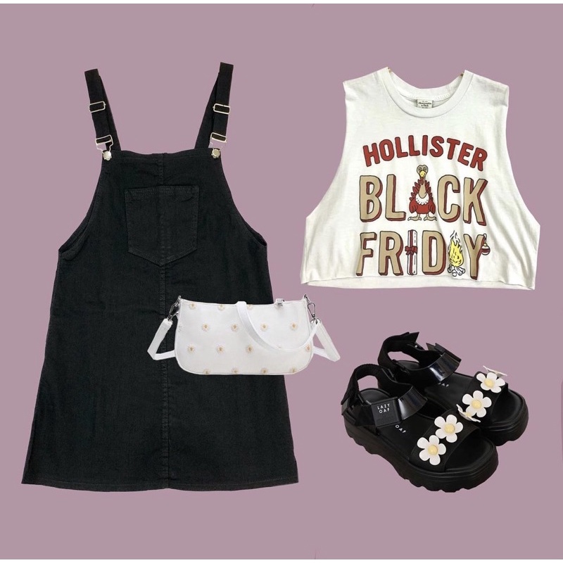 Váy yếm jeans trơn - BASIC JEANS DUNGAREE