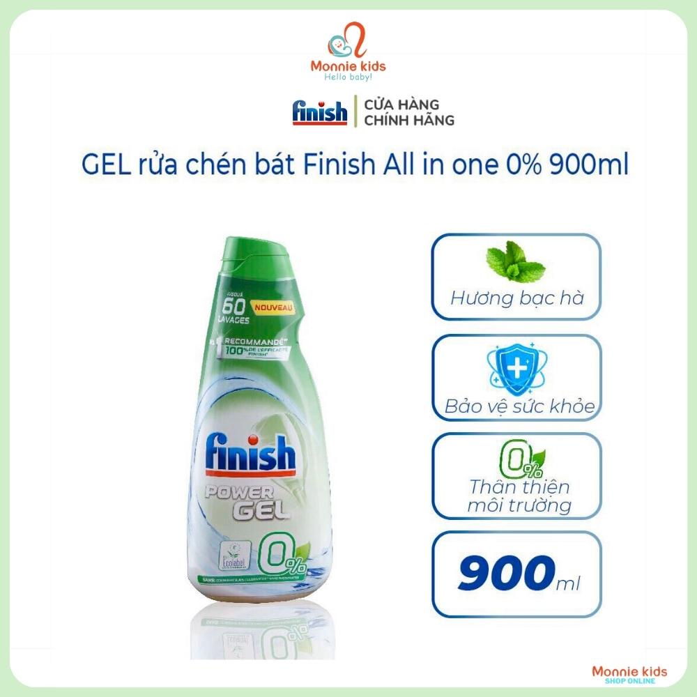Gel rửa chén bát Finish Max eco 0% đậm đặc 900 ml, nước rửa bình sữa cho bé - Monnie Kids