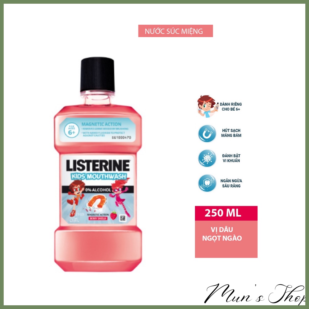 Nước súc miệng cho bé LISTERINE Kids Mouthwash - Nước súc miệng trẻ em không cồn 250ml