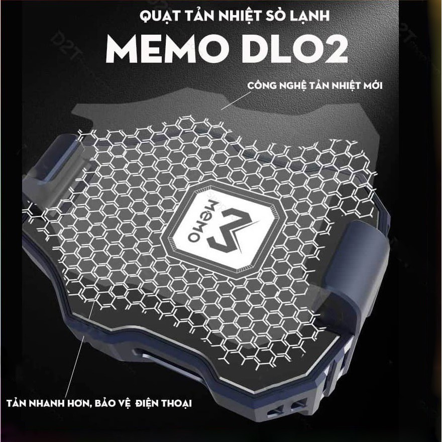 Quạt tản nhiệt gaming sò lạnh siêu mát Memo DL02 cho điện thoại có nút bật