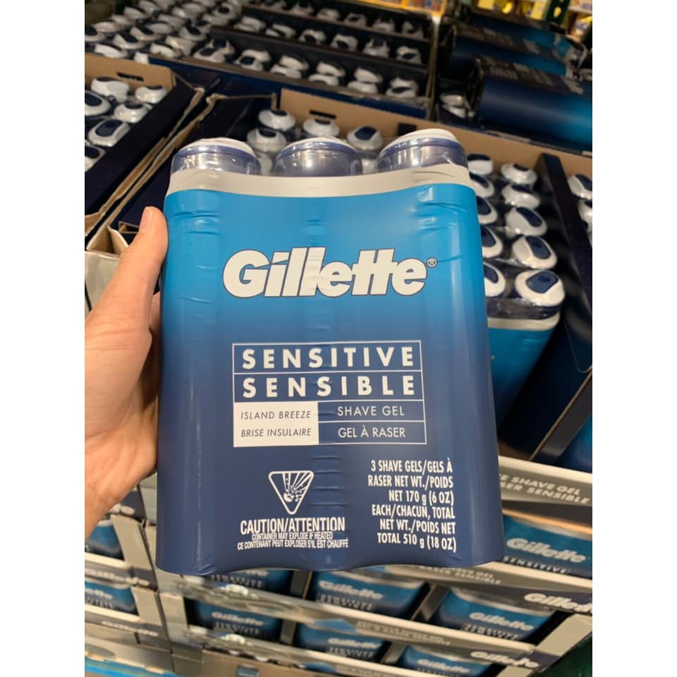 Gel cạo râu 170g Gillette Sensitive Sensibile Shave Gel, Mẫu mới