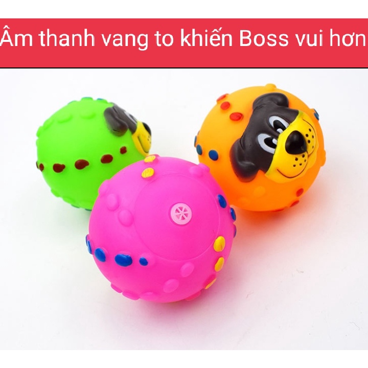 Quả bóng hình mặt cún Phát ra âm thanh vui nhộn - Trái Banh mặt cún Đồ chơi cho chó mèo