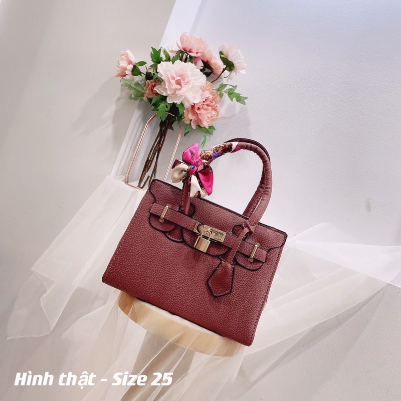 Túi xách nữ công sở tặng khăn, túi đeo chéo 2 ngăn da mềm size to phù hợp đi làm dự tiệc sang trọng | BigBuy360 - bigbuy360.vn