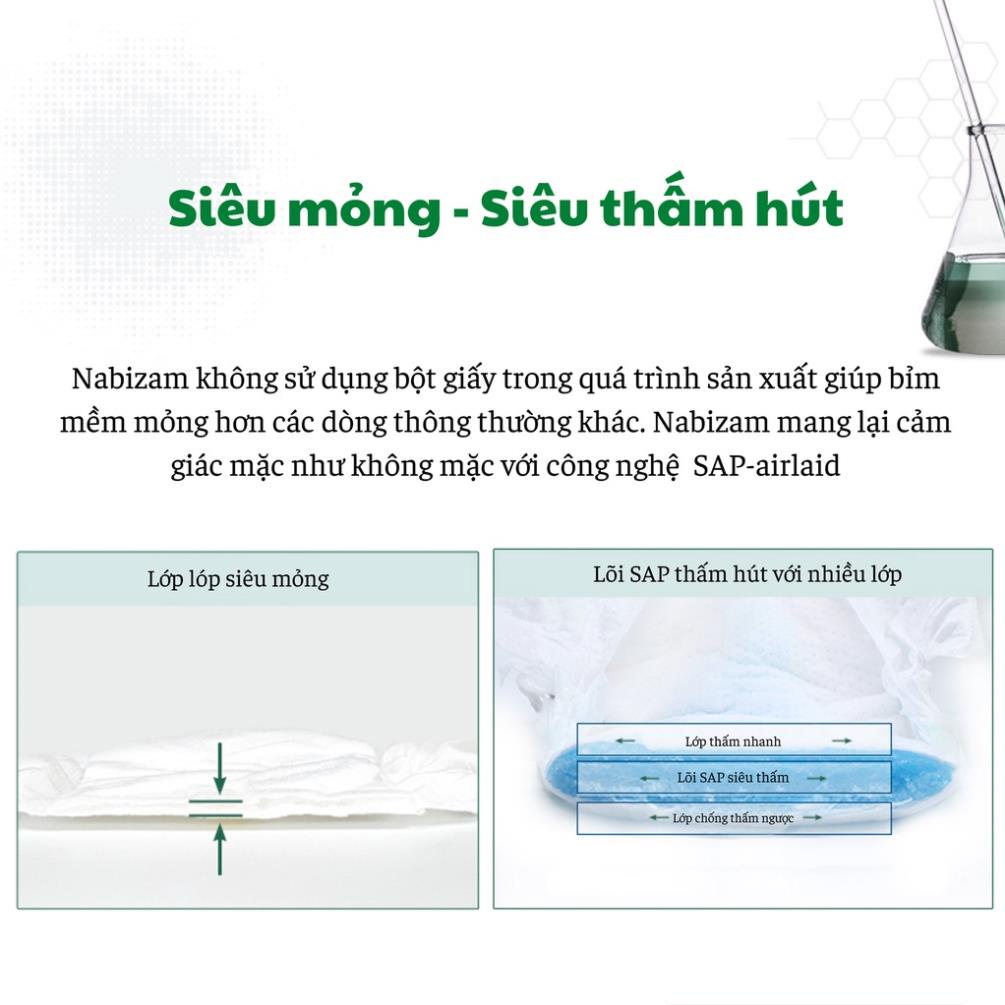 Tã/Bỉm Dán NABIZAM Ultra Thin Mỏng Nhẹ, Thấm Hút, Khô Thoáng Cho Bé