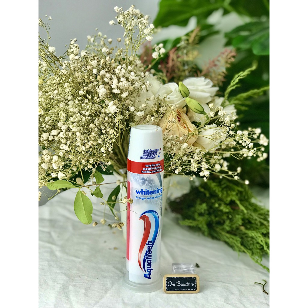 Kem đánh răng Aquafresh Whitening, kem chăm sóc và bảo vệ răng miệng giúp răng trắng sáng 100ml Ouibeaute