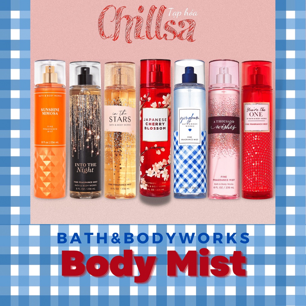 Body Mist 236ml Xịt thơm toàn thân Bath And Body Works thơm da, lưu hương lâu.