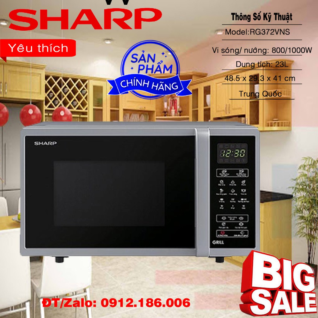 Lò Vi Sóng có Nướng Điện Tử Sharp R-G372VN-S (23L) - Hàng chính hãng