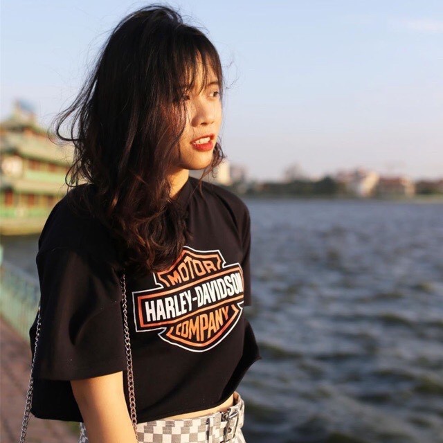 Áo Thun Crotop Form Rộng Unisex  Tay Ngắn In Chữ HARLEY DAVIDSON Ulzzang Style Hàn Quốc TTT0141