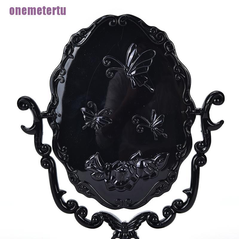 [MET] Gương Trang Điểm Để Bàn Màu Đen Có Thể Xoay Được Phong Cách Gothic Cho Nữ