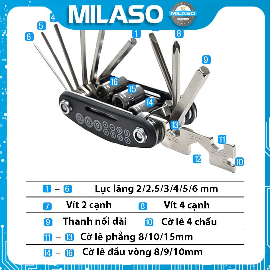 Dụng cụ đa năng MILASO dụng cụ sửa chữa đồ dùng, xe đạp đa năng 16 món tiện dụng HG-001210