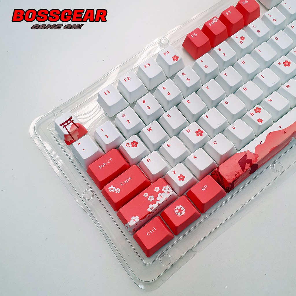 Keycap 104 Phím PBT Dye Sub Pink Cherry Blossom Hoa Anh Đào( Thick PBT, OEM Profile, Ansi Layout)