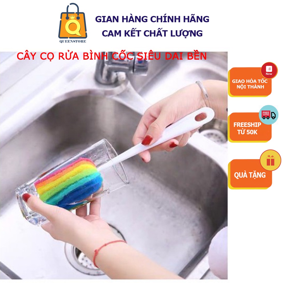 Dụng Cụ Cây Cọ Rửa Bình Sữa Chai Lọ Sắc Màu Siêu Bền Siêu Dai Tiết Kiệm - QueenStore