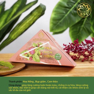 Trà Hoa Hồng chống oxy hóa, cân bằng nội tiết tố nữ, đẹp da, nhãn hiệu Trà dược Bông Sen Vàng .