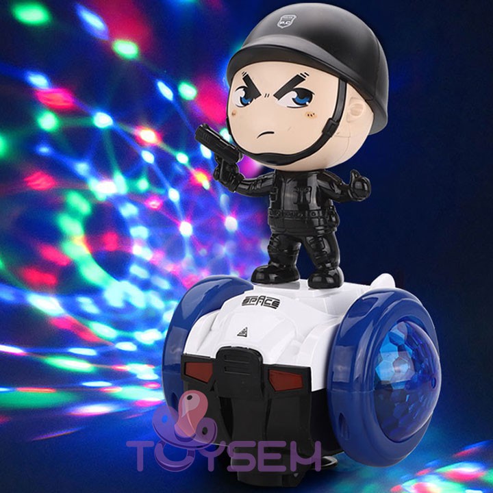 Xe cảnh sát tự cân bằng xoay 360 độ Toysem có đèn nhạc vui nhộn cho trẻ từ 3 tuổi - Quà tặng sinh nhật cho bé