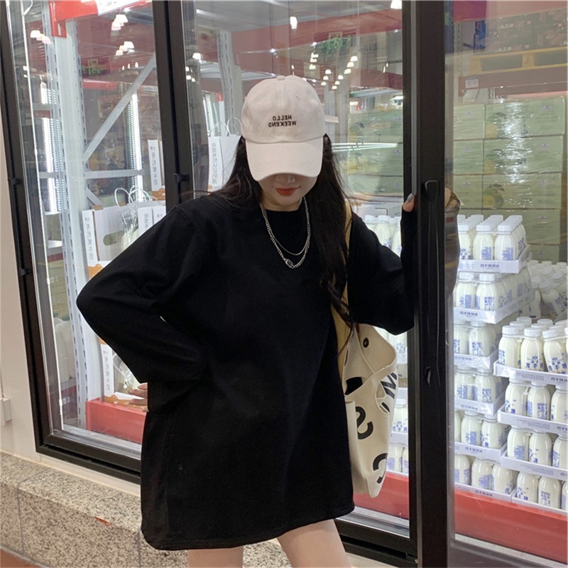 NRVP Áo Thun Nữ Dài Tay Dáng Rộng Thời Trang Hàn Quốc