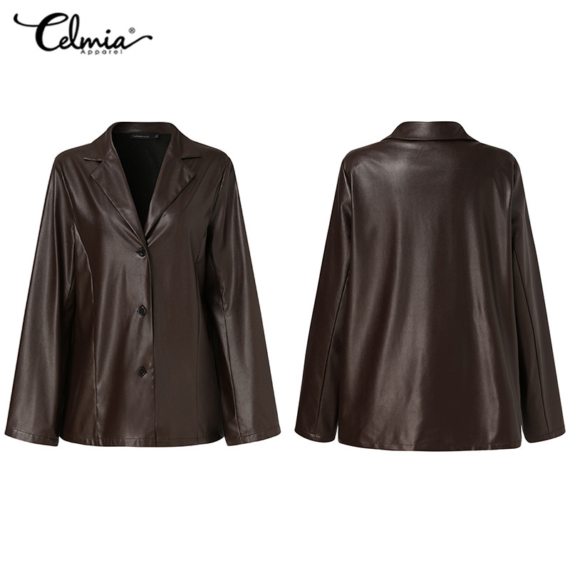 Áo Khoác Nữ Celmia Chất Da PU Tay Dài Cổ Bẻ Cá Tính Trẻ Trung Thời Trang | BigBuy360 - bigbuy360.vn