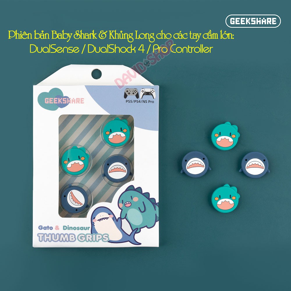 Núm bọc analog Baby Shark hãng Geekshare cao cấp cho tay cầm DualSense / DualShock 4 / Pro Controller