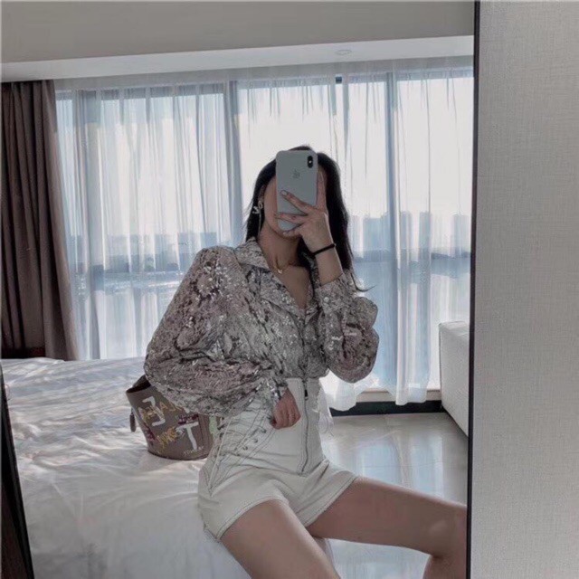 Áo hoạ tiết da rắn bling bling lấp lánh Ulzzang