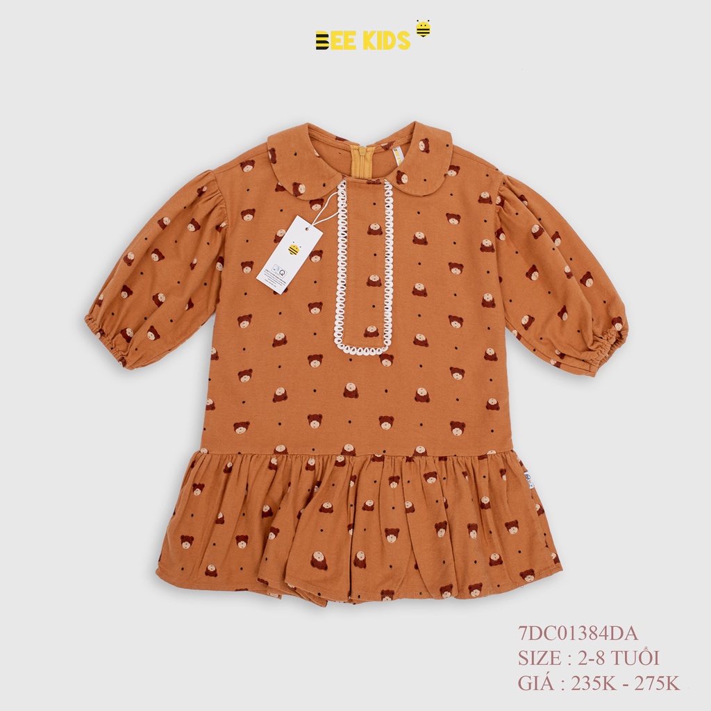 Váy Dài Tay Bé Gái Bee Kids Chất Liệu Nỉ Thô Mềm Mịn , Không Bai Không Xù (2-8 Tuổi)7DC01384DA