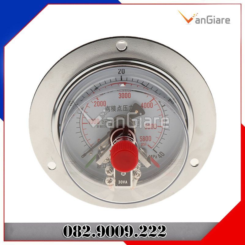Đồng hồ đo áp suất 3 kim tiếp điểm điện chân ngang, mặt 100