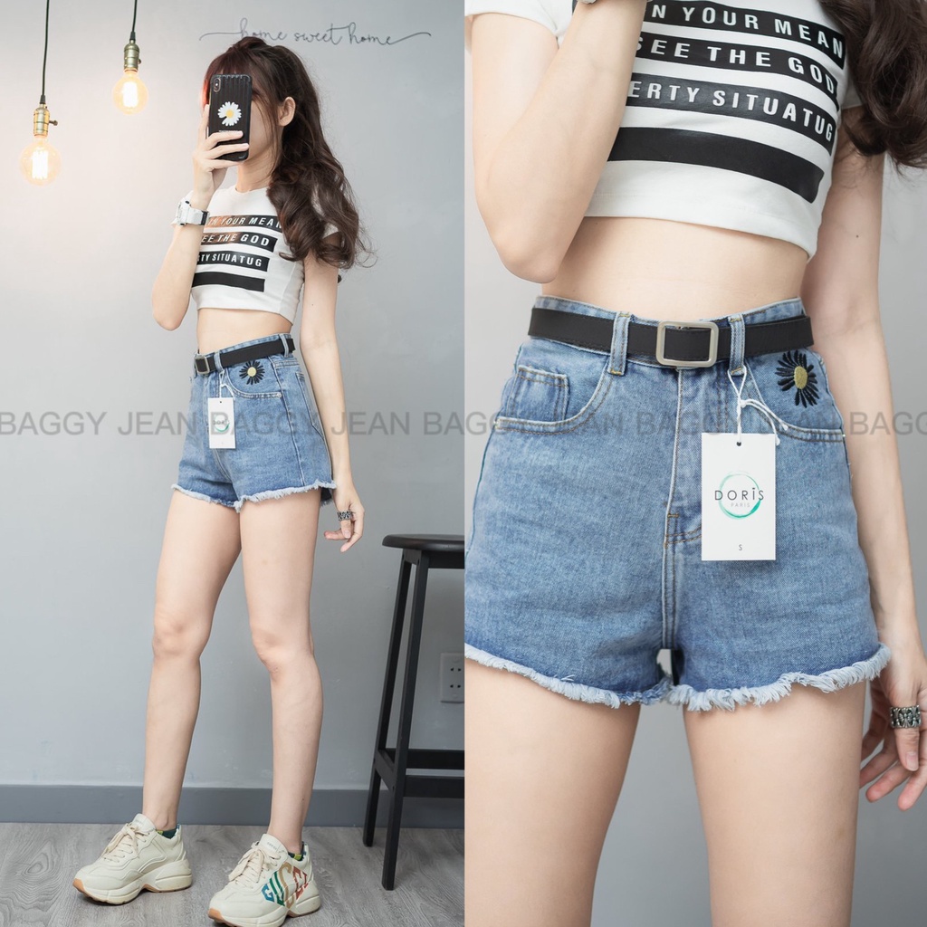 Quần Sooc Bò Jean Nữ Tua Lai Rách Kiểu ULZZANG