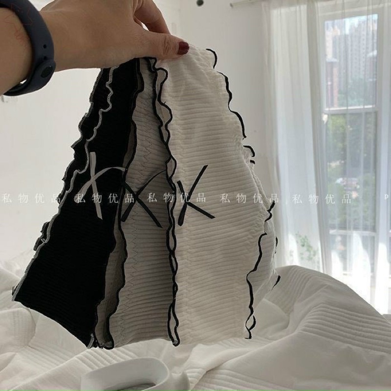 QUẦN LÓT TĂM ĐÍNH NƠ VIỀN ĐEN CAO CẤP
