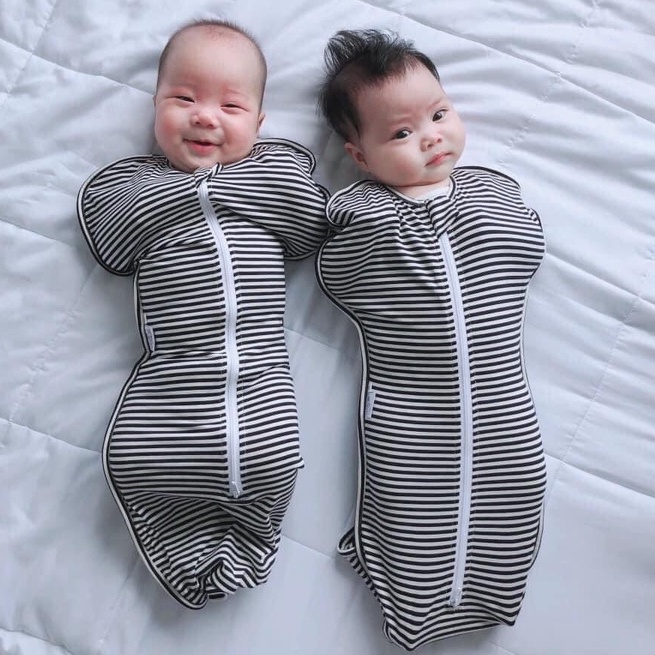 Nhộng chũn cho bé sơ sinh chất thun cotton 4 chiều, Nhộng chũn cho bé mềm mịn khóa kéo 2 chiều tiện lợi