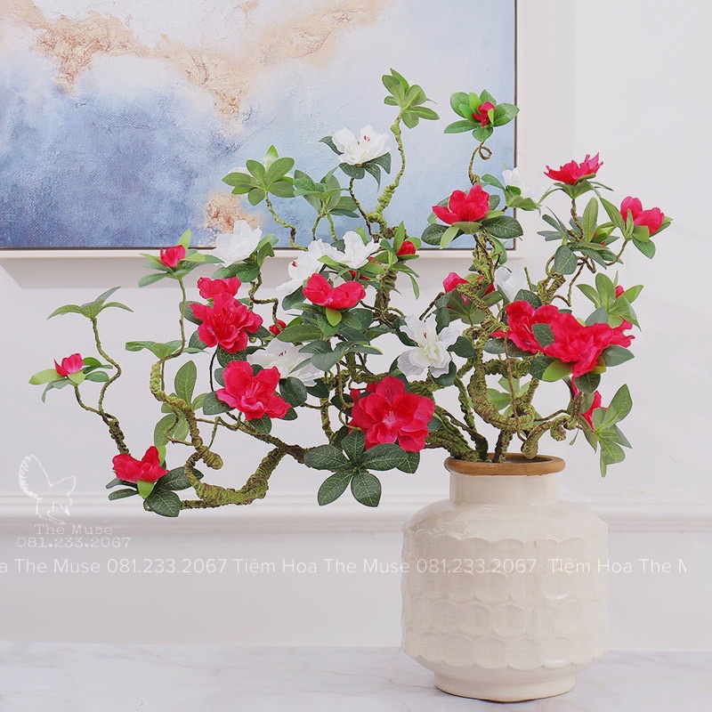 Hoa Đỗ Quyên Giả - Mô Phỏng Thanh Minh Hoa -Decor Trang Trí Nhà Cửa- Chất Liệu Cao Cấp