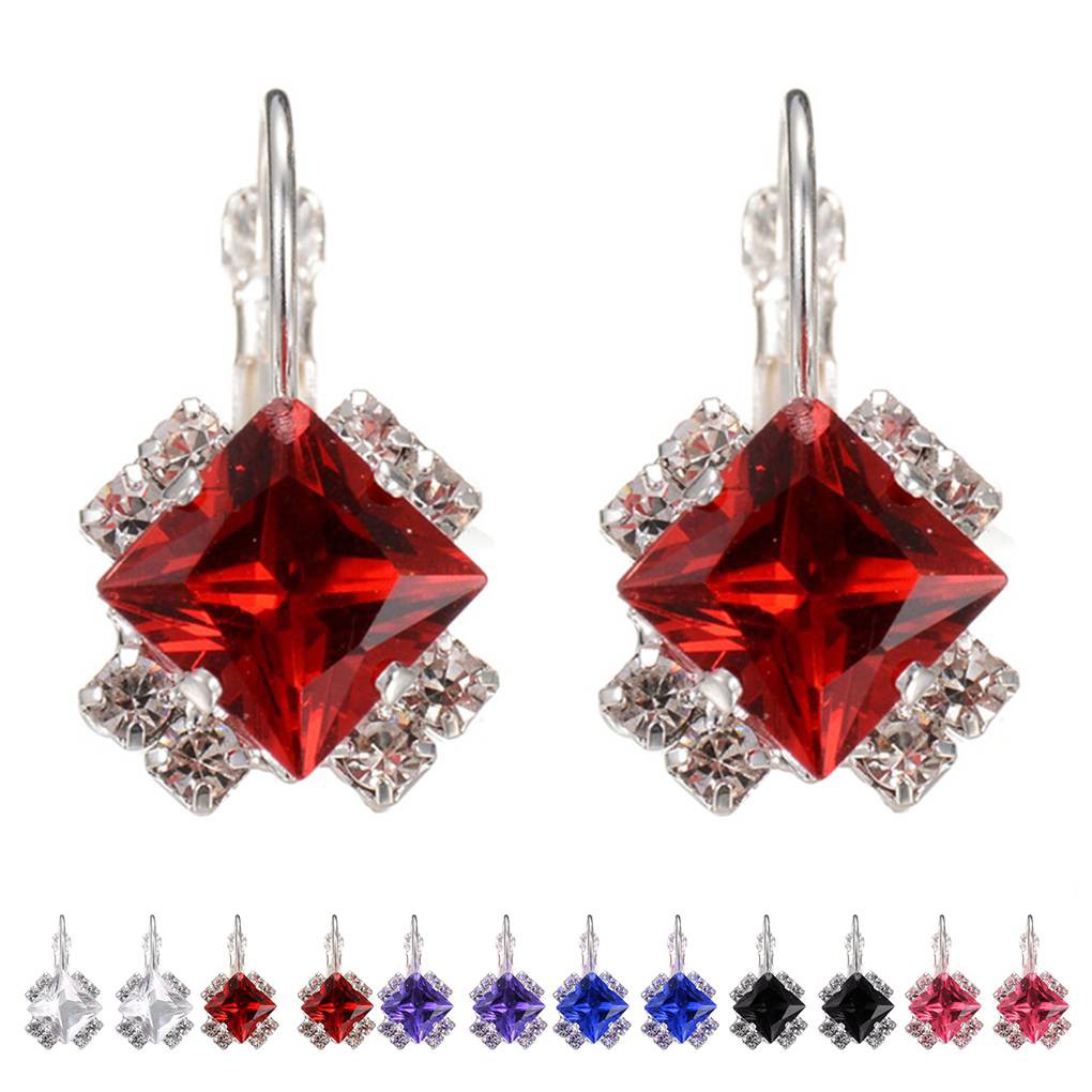 1 Đôi Khuyên Tai Hình Thoi Đính Đá Pha Lê