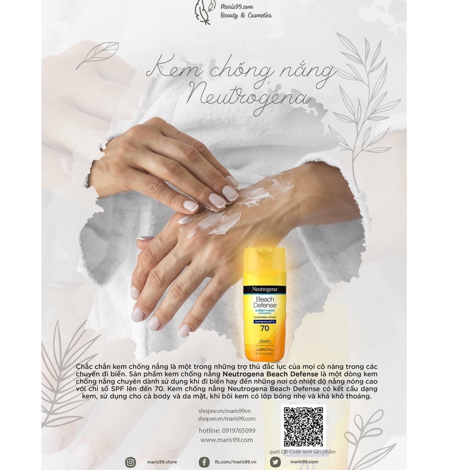 Kem Chống Nắng NEUTROGENA Beach Defense Sunscreen Lotion SPF 70